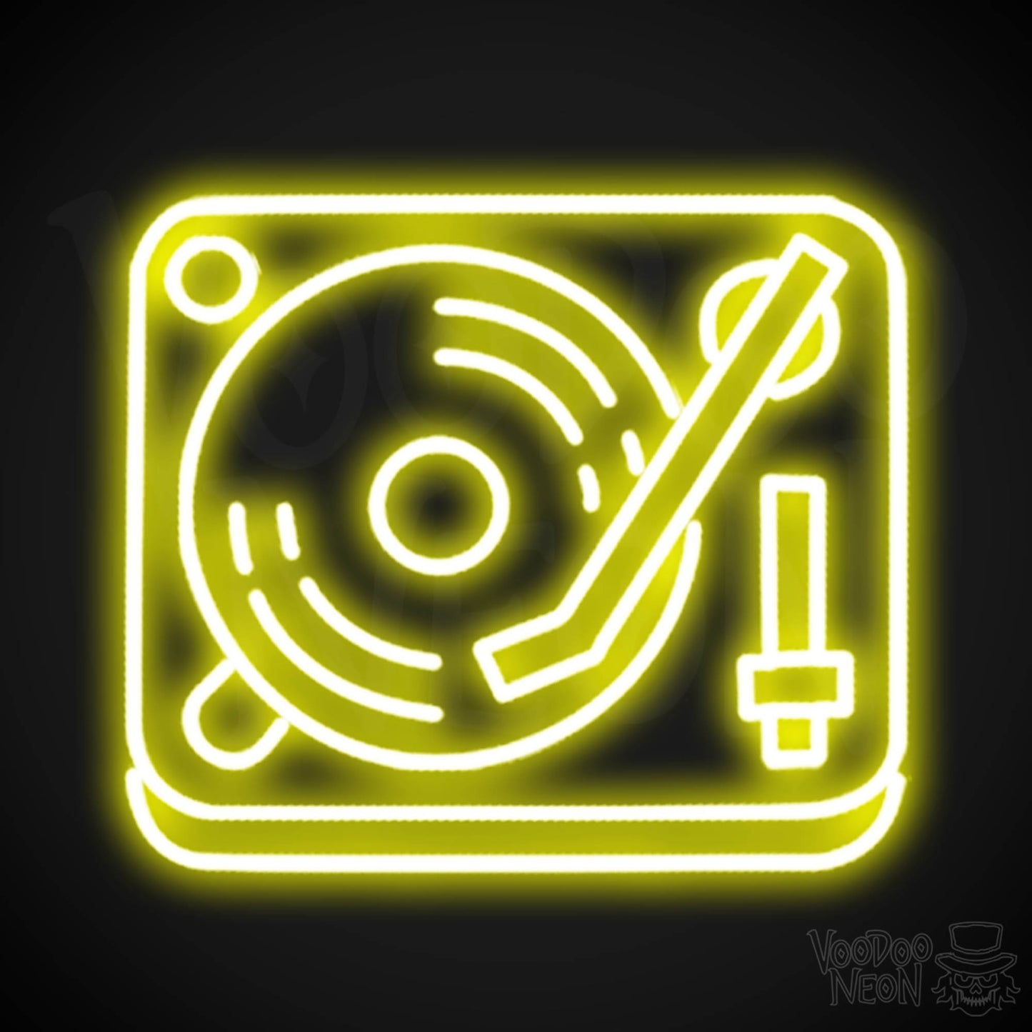 Retro Record Player Neon Sign - Record Player Neon Wall Art - Color Yellow