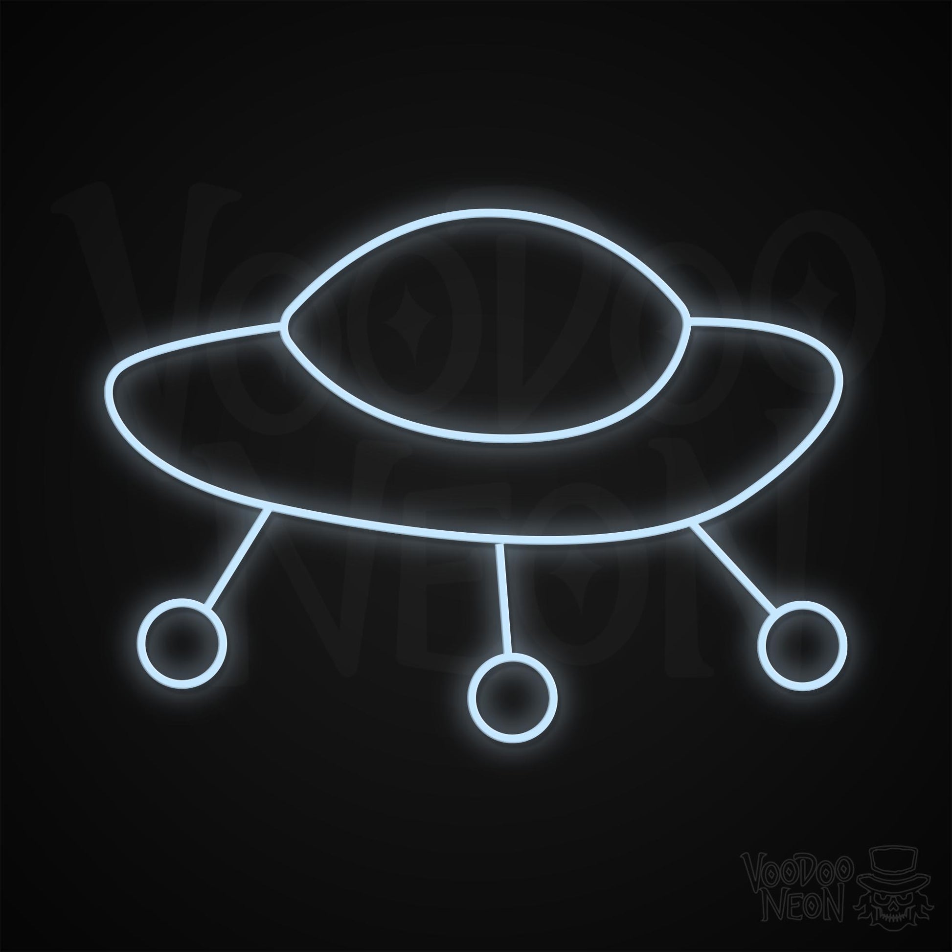 Retro Spaceship Neon Sign - Cool White