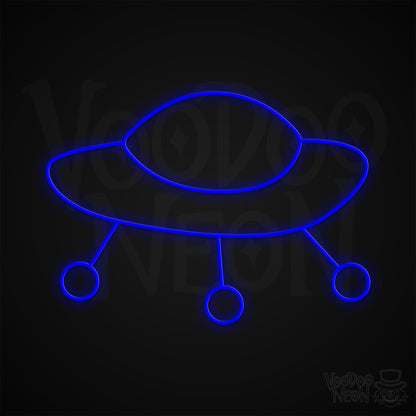 Retro Spaceship Neon Sign - Dark Blue