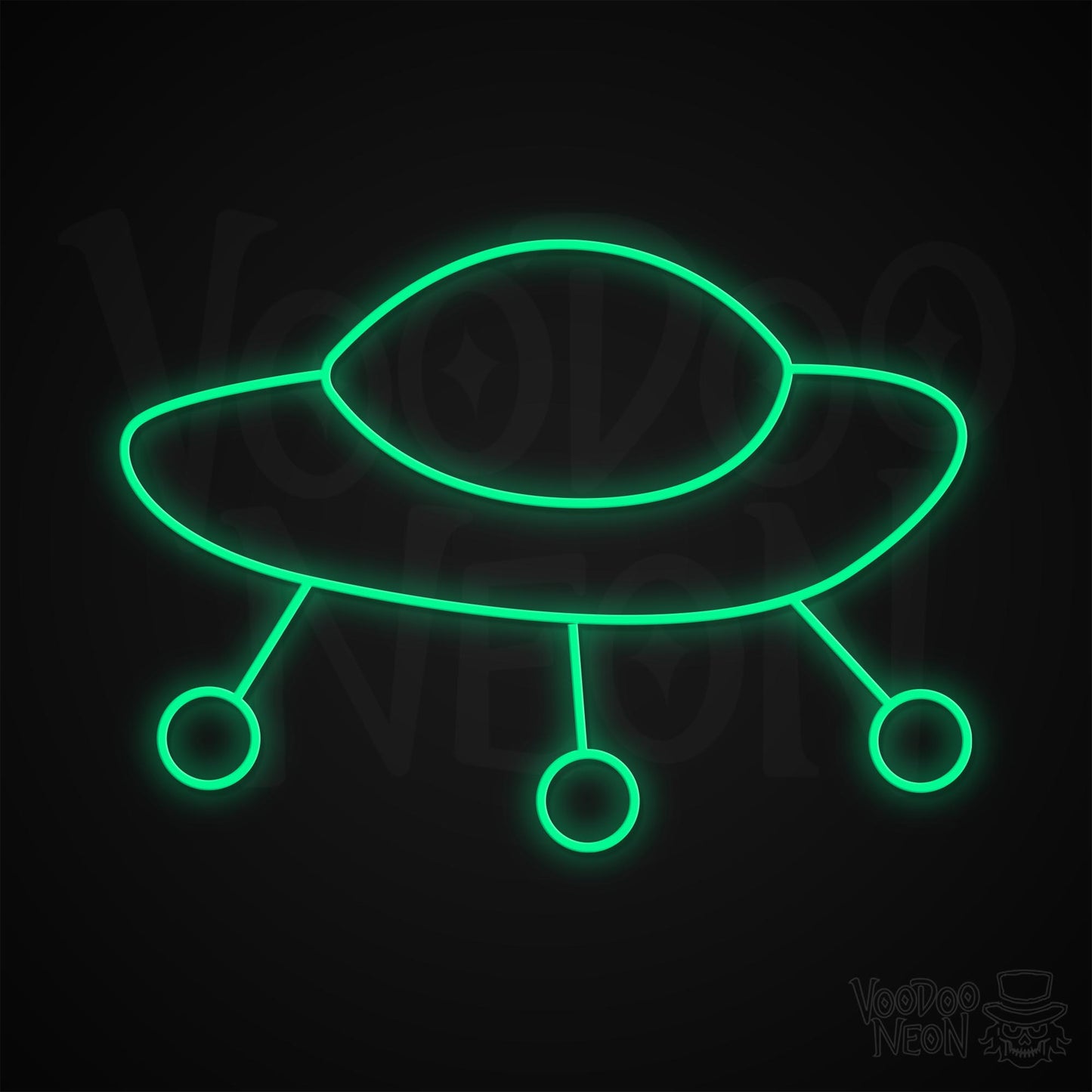 Retro Spaceship Neon Sign - Green