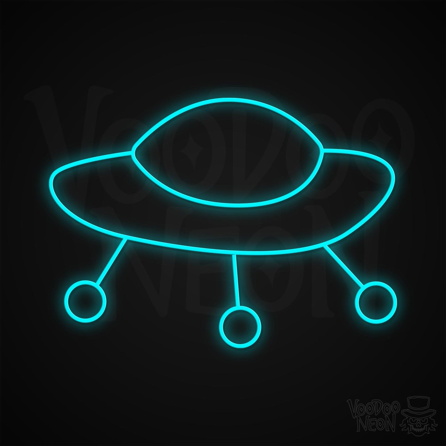 Retro Spaceship Neon Sign - Ice Blue