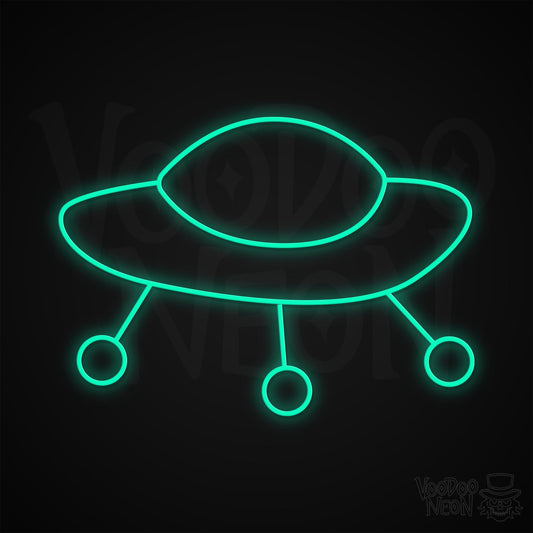 Retro Spaceship Neon Sign - Light Green
