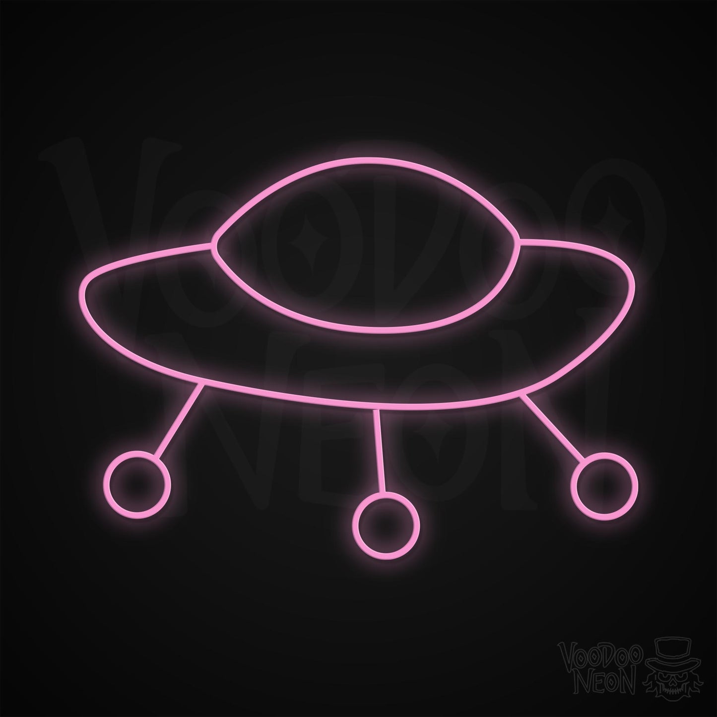 Retro Spaceship Neon Sign - Light Pink