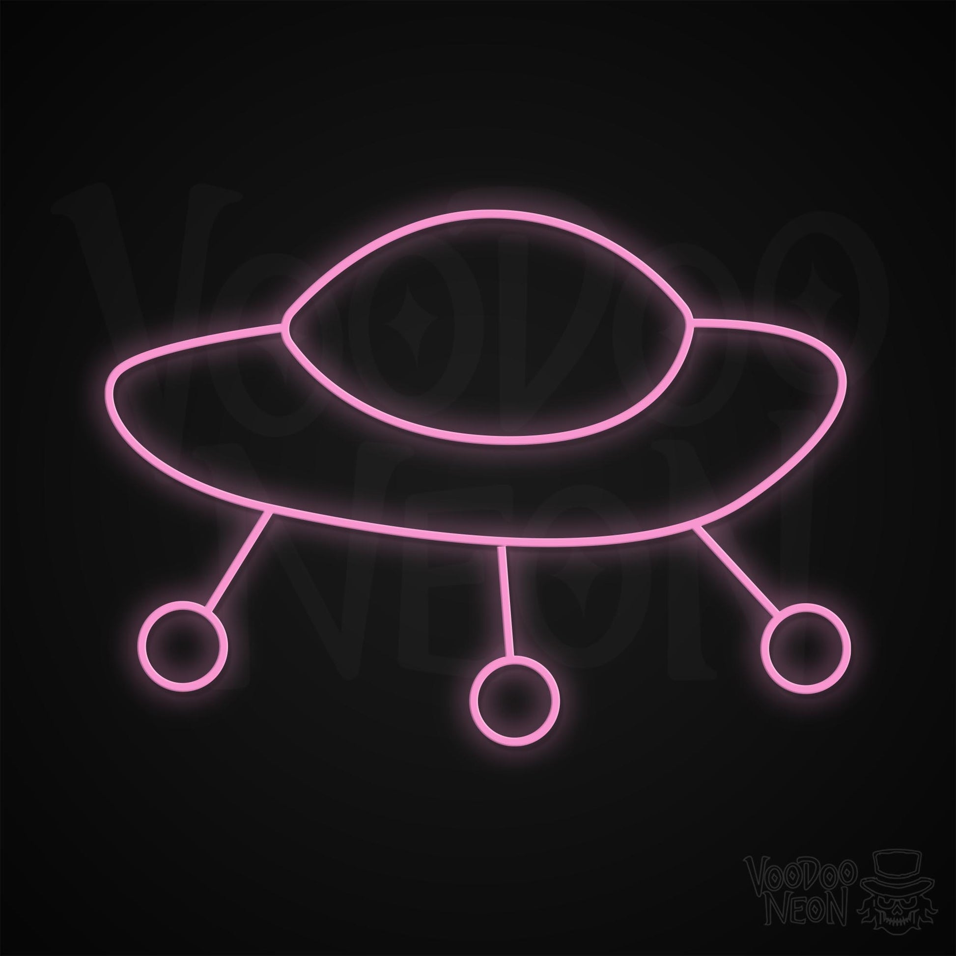 Retro Spaceship Neon Sign - Light Pink