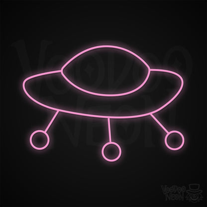 Retro Spaceship Neon Sign - Light Pink
