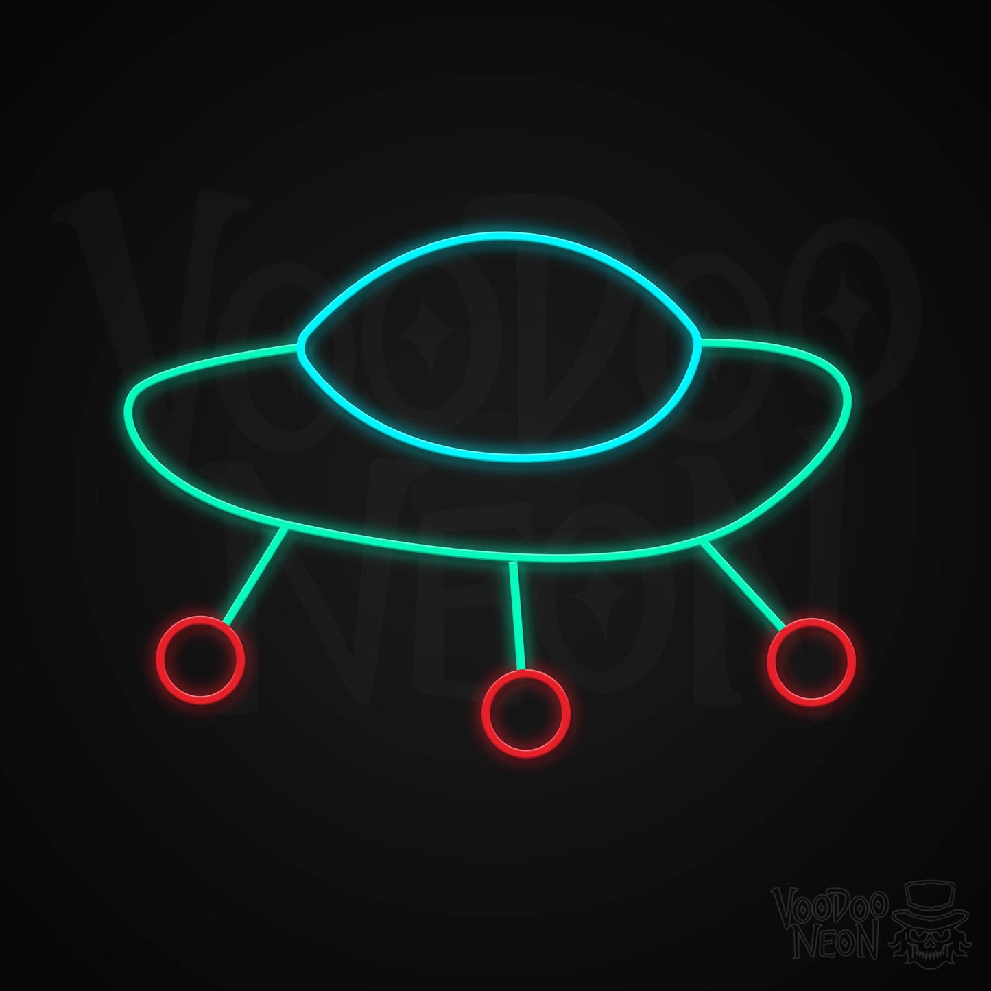 Retro Spaceship Neon Sign - Multi-Color