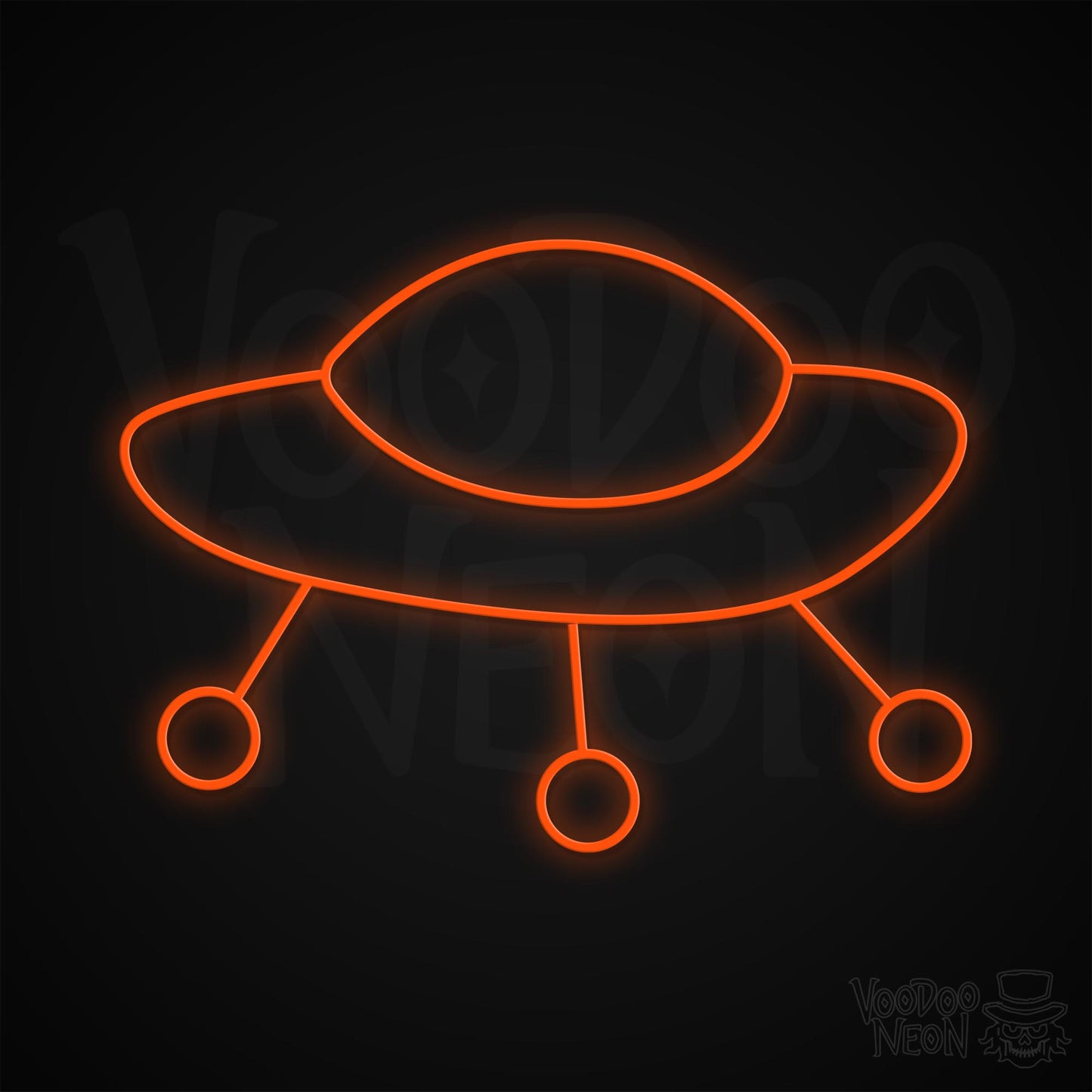 Retro Spaceship Neon Sign - Orange