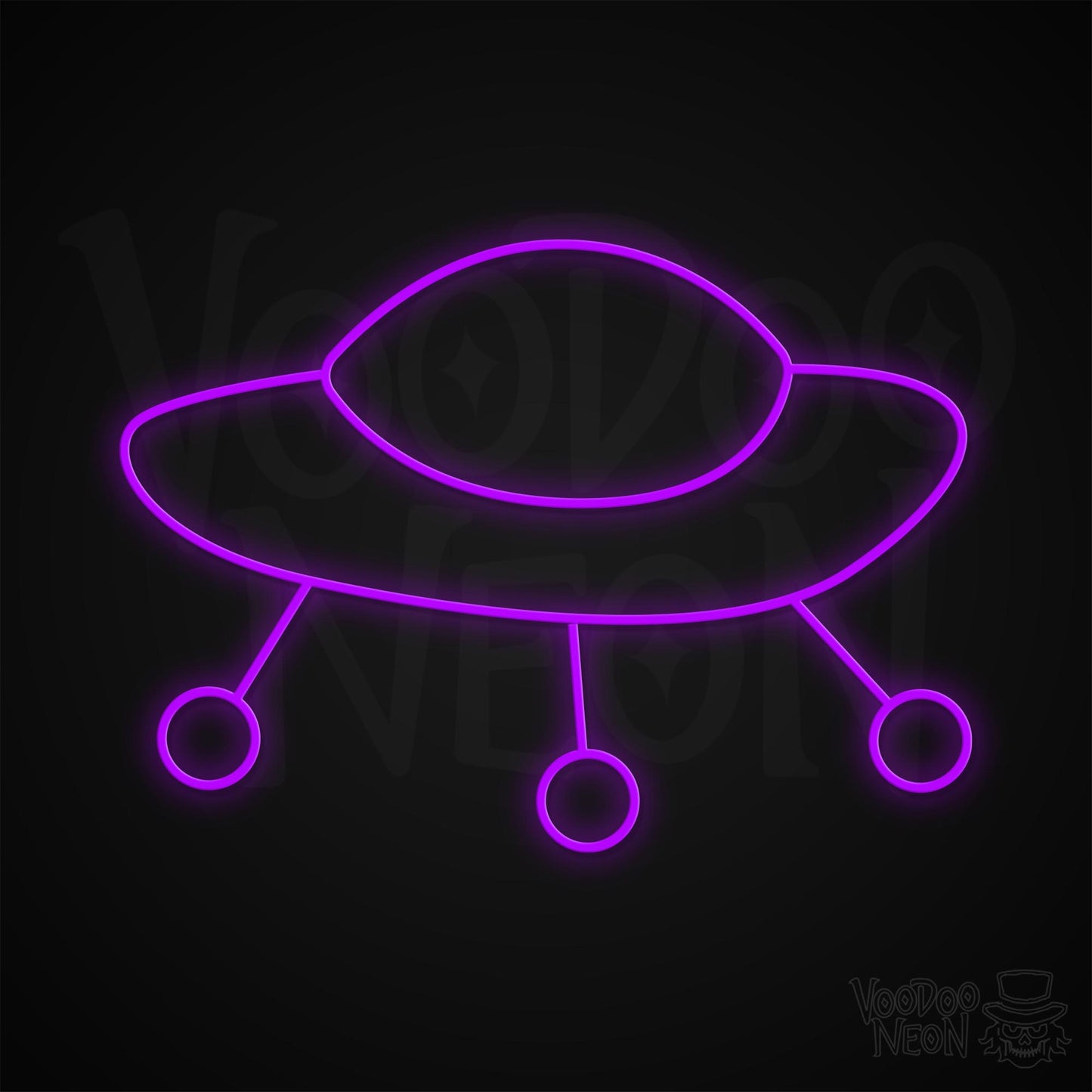 Retro Spaceship Neon Sign - Purple