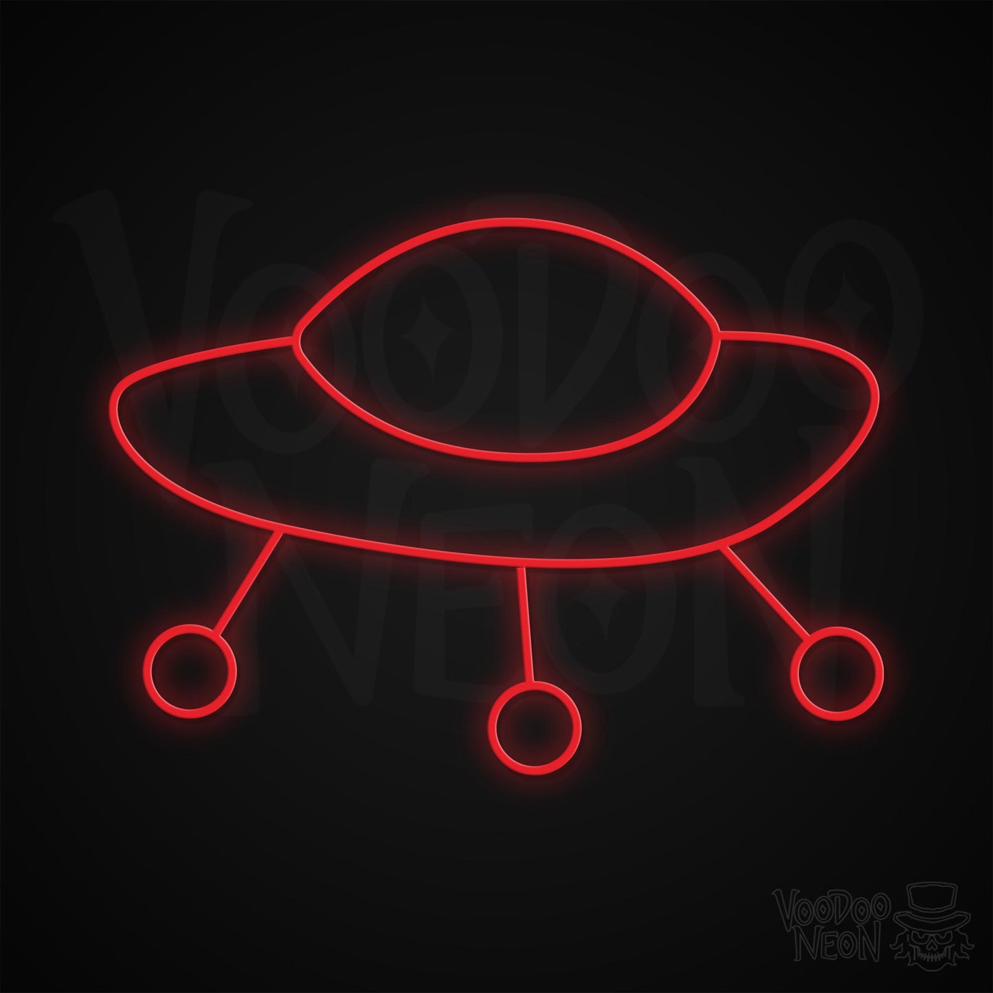 Retro Spaceship Neon Sign - Red