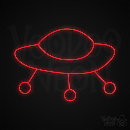Retro Spaceship Neon Sign - Red