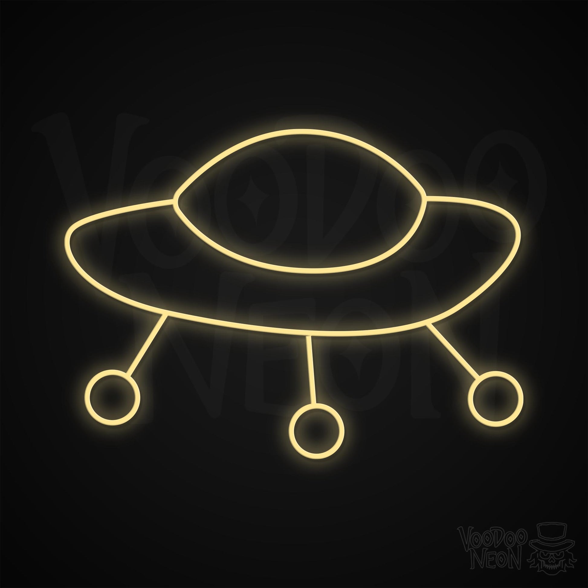 Retro Spaceship Neon Sign - Warm White