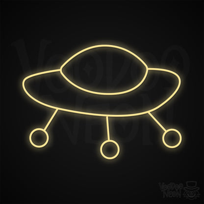 Retro Spaceship Neon Sign - Warm White
