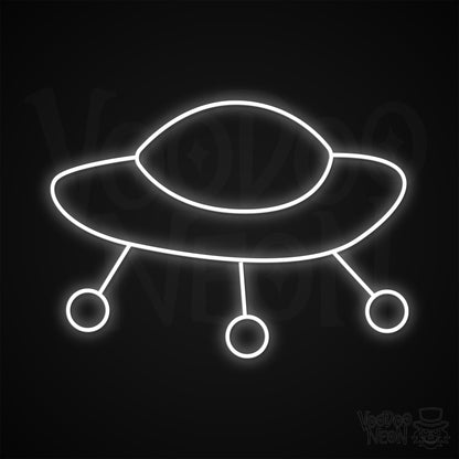 Retro Spaceship Neon Sign - White