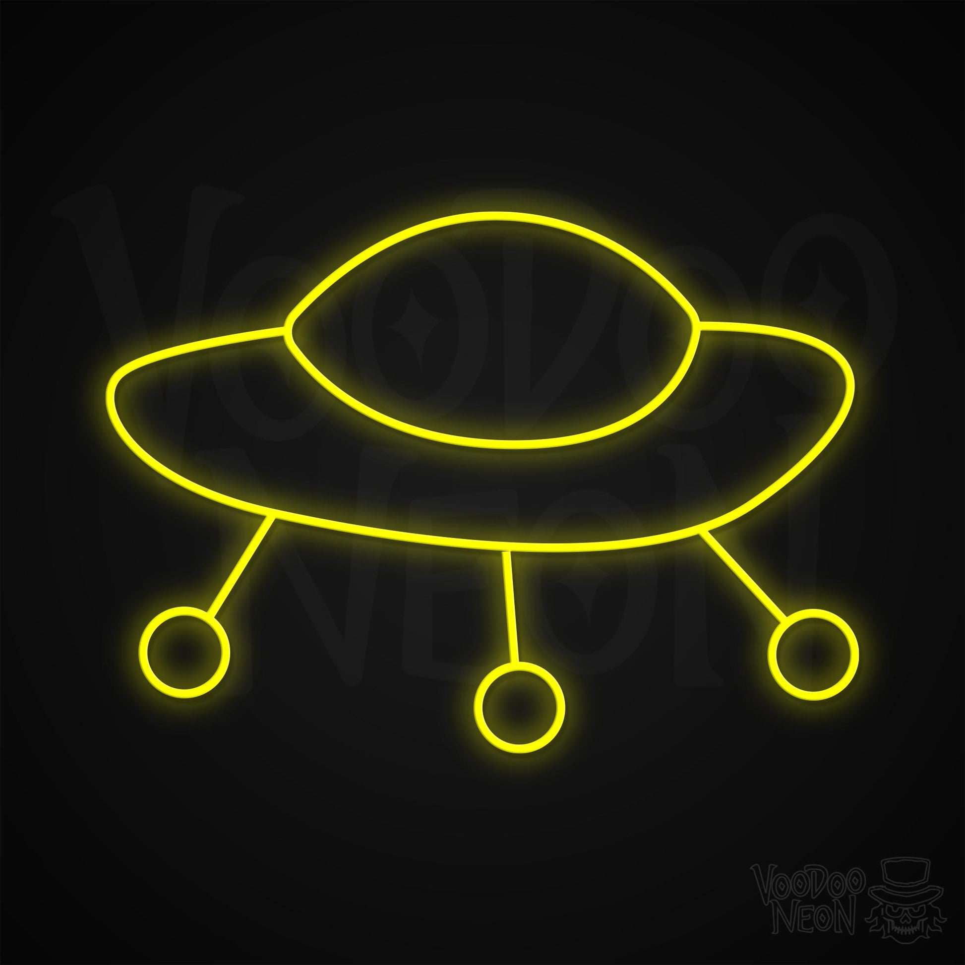 Retro Spaceship Neon Sign - Yellow