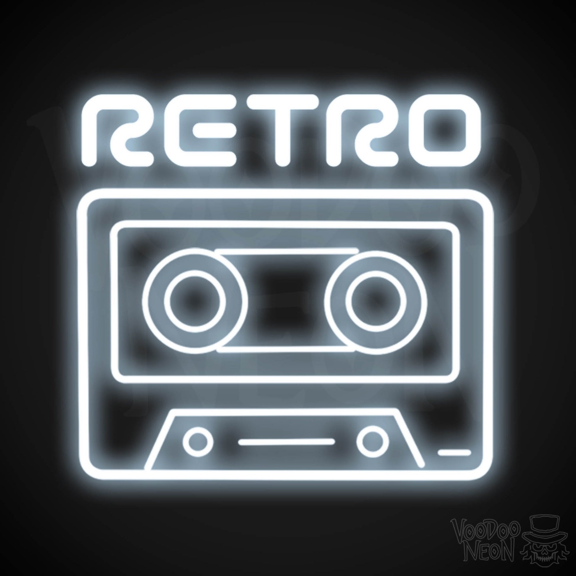Retro Tape Deck Neon Sign - Neon Tape Deck Wall Art - LED Artwork - Color Cool White