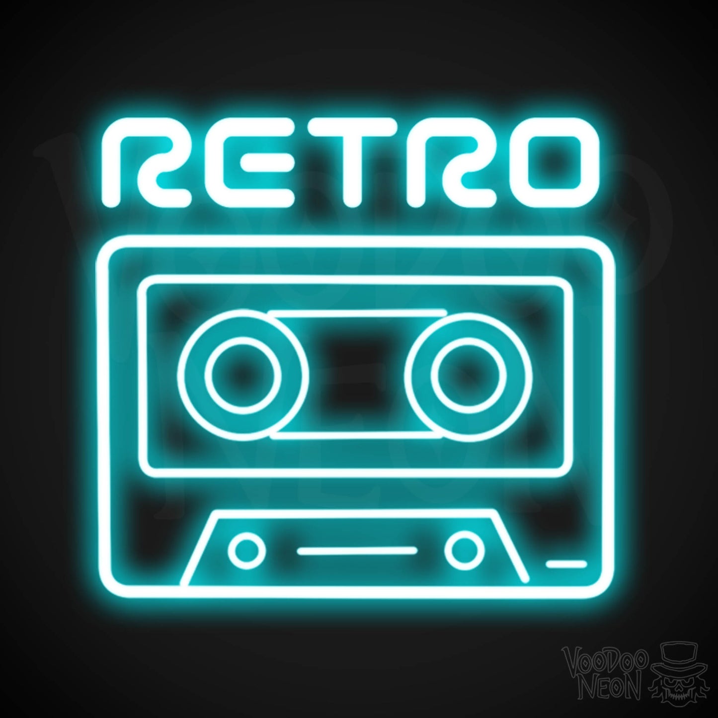 Retro Tape Deck Neon Sign - Neon Tape Deck Wall Art - LED Artwork - Color Ice Blue