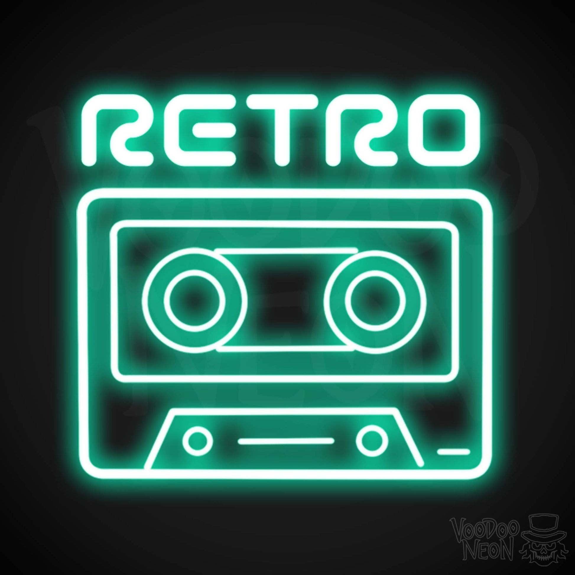 Retro Tape Deck Neon Sign - Neon Tape Deck Wall Art - LED Artwork - Color Light Green