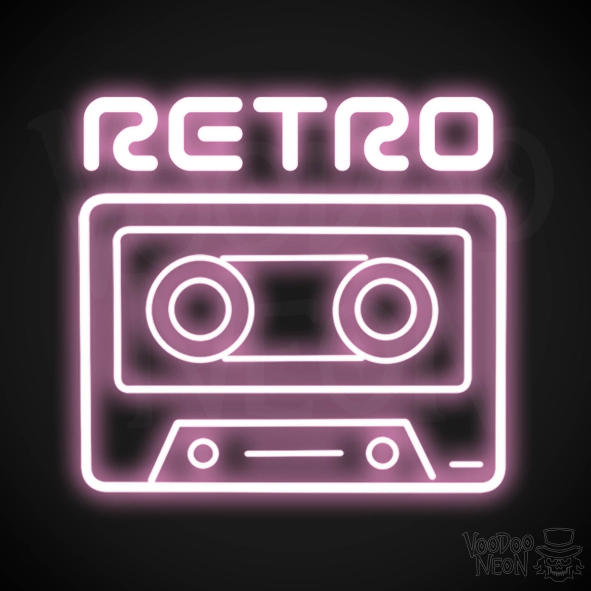 Retro Tape Deck Neon Sign - Neon Tape Deck Wall Art - LED Artwork - Color Light Pink