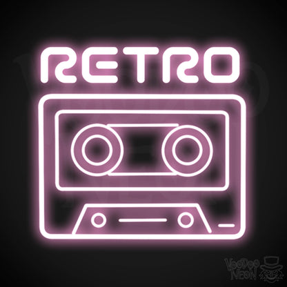 Retro Tape Deck Neon Sign - Neon Tape Deck Wall Art - LED Artwork - Color Light Pink