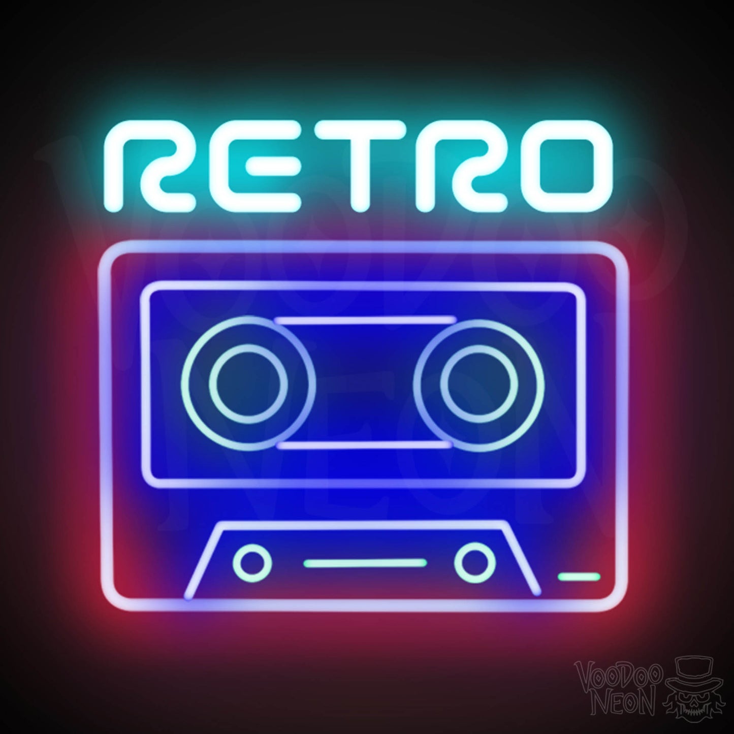 Retro Tape Deck Neon Sign - Neon Tape Deck Wall Art - LED Artwork - Color Multi-Color