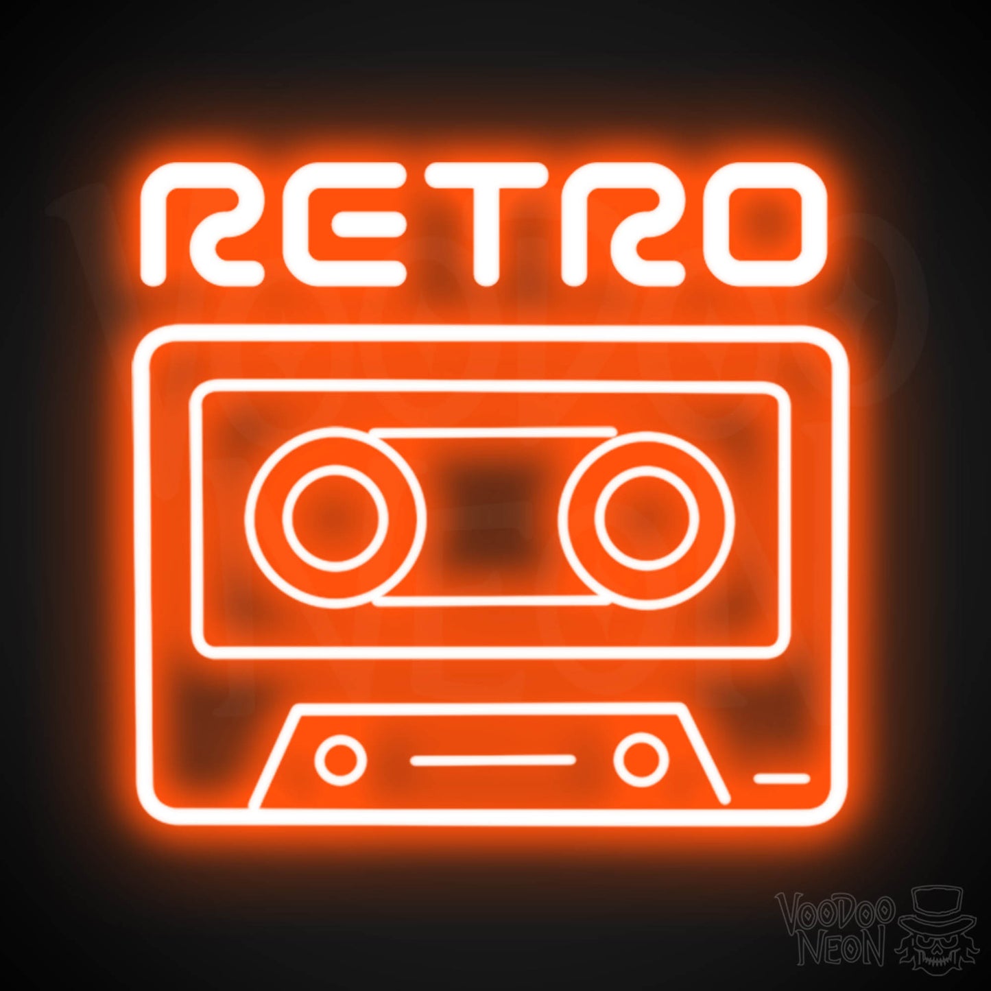 Retro Tape Deck Neon Sign - Neon Tape Deck Wall Art - LED Artwork - Color Orange