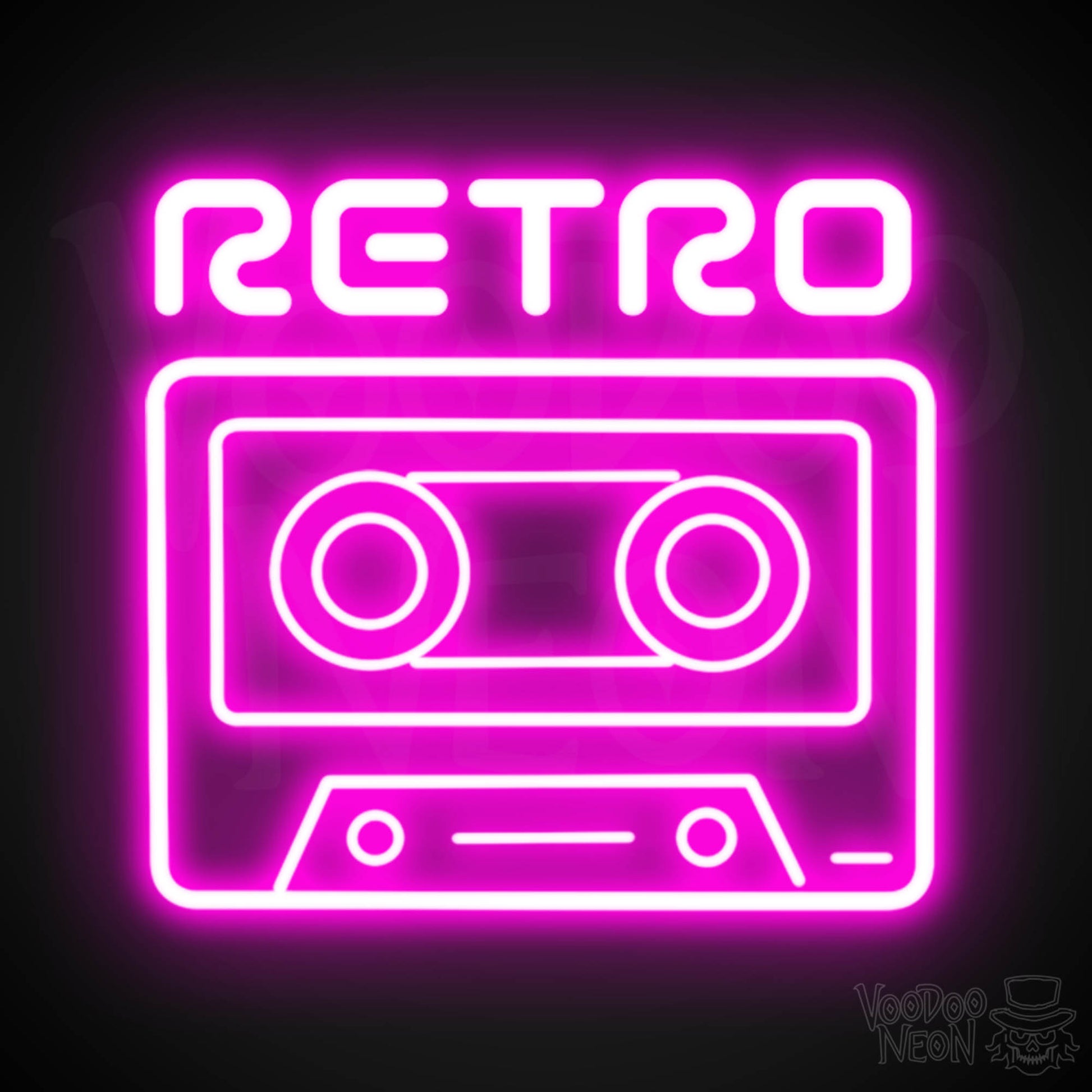Retro Tape Deck Neon Sign - Neon Tape Deck Wall Art - LED Artwork - Color Pink