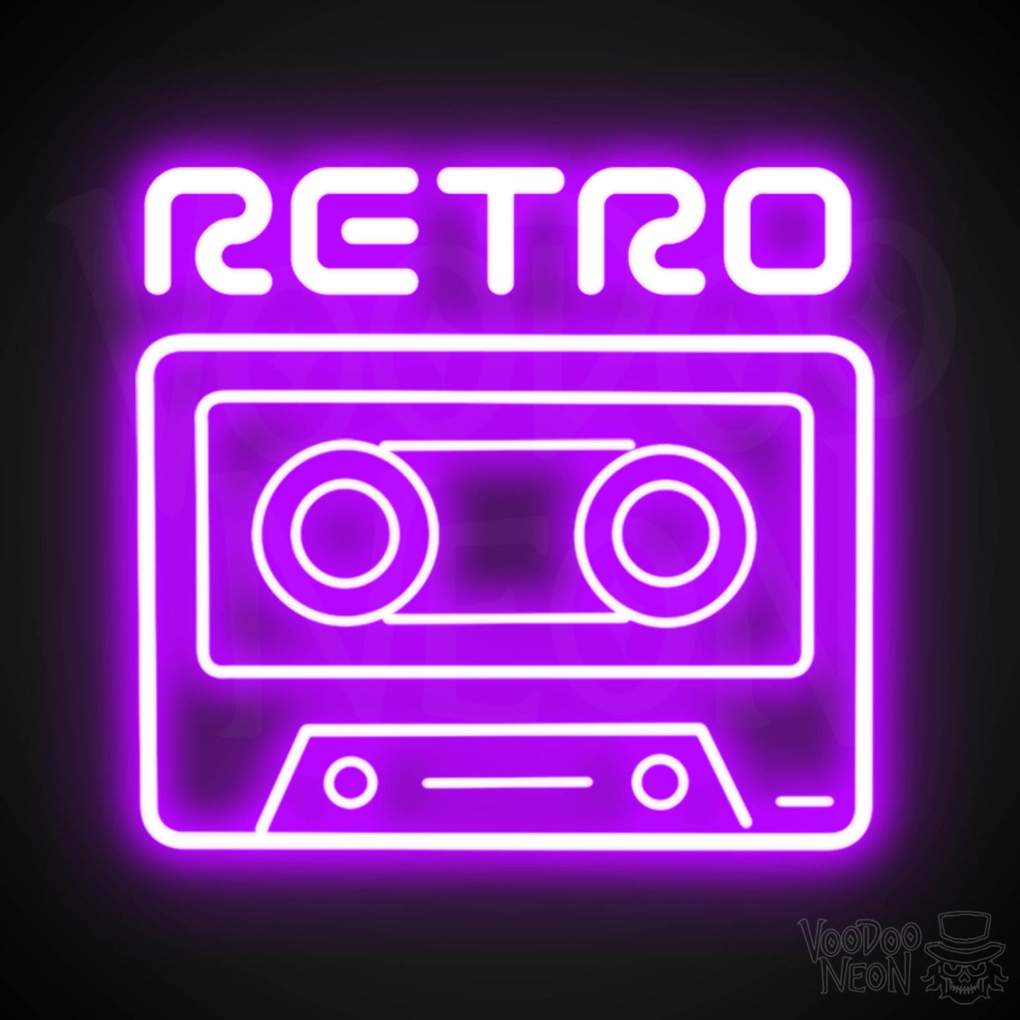 Retro Tape Deck Neon Sign - Neon Tape Deck Wall Art - LED Artwork - Color Purple