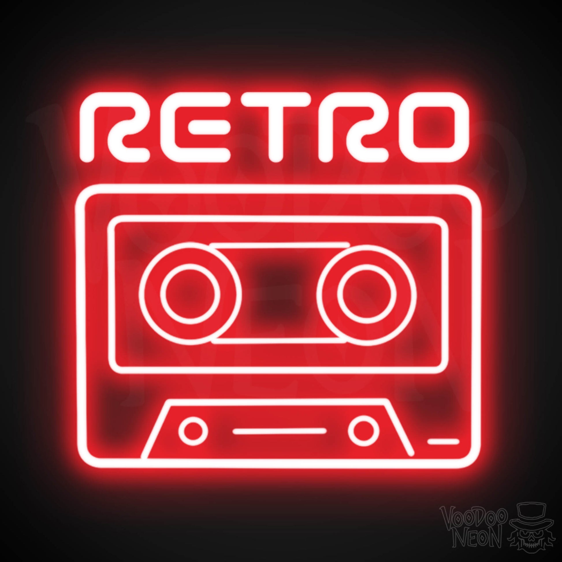 Retro Tape Deck Neon Sign - Neon Tape Deck Wall Art - LED Artwork - Color Red