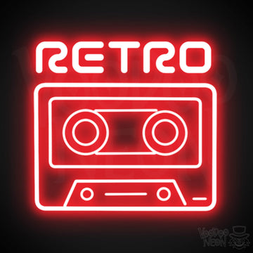 Retro Tape Deck Neon Sign - Neon Tape Deck Wall Art - LED Artwork - Color Red