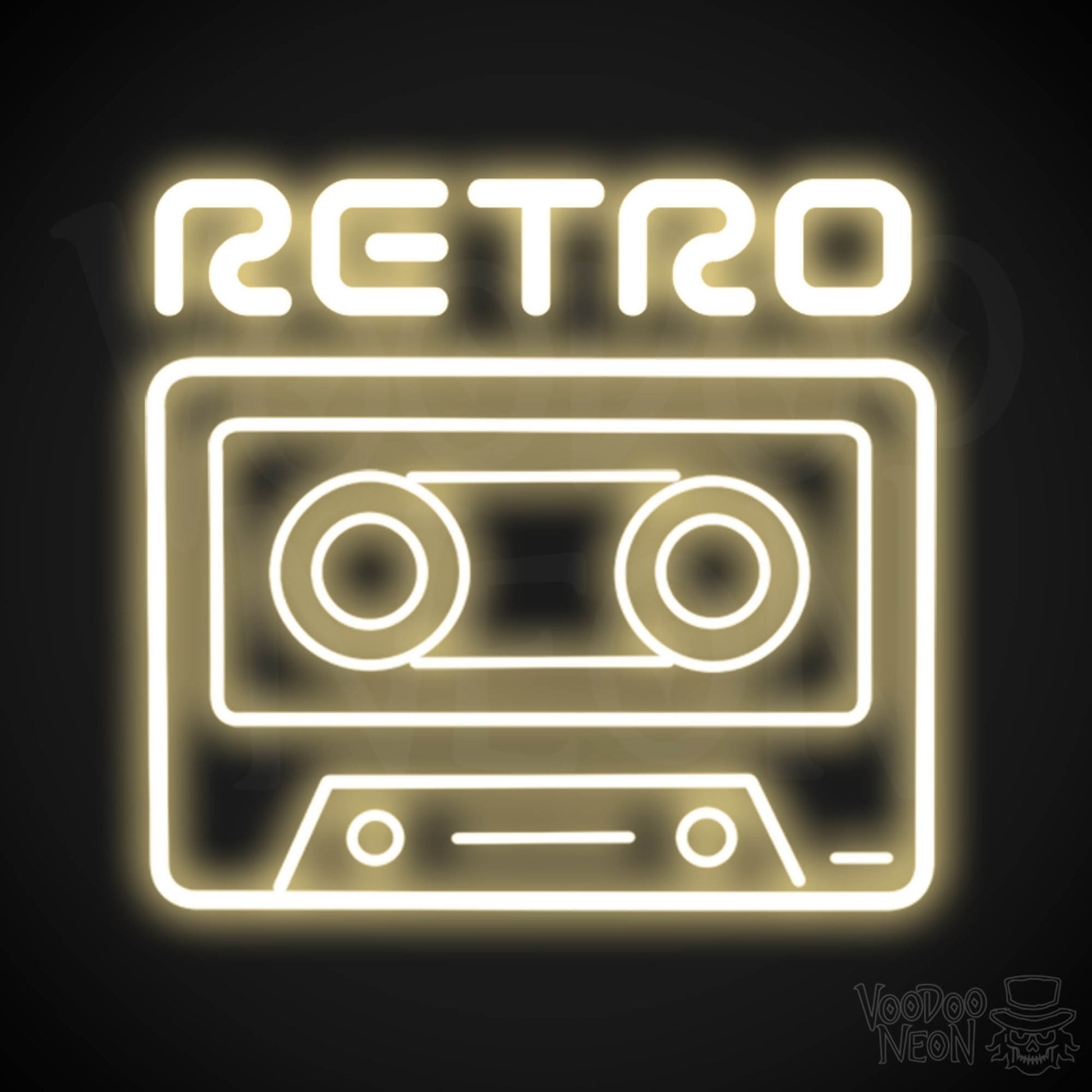Retro Tape Deck Neon Sign - Neon Tape Deck Wall Art - LED Artwork - Color Warm White