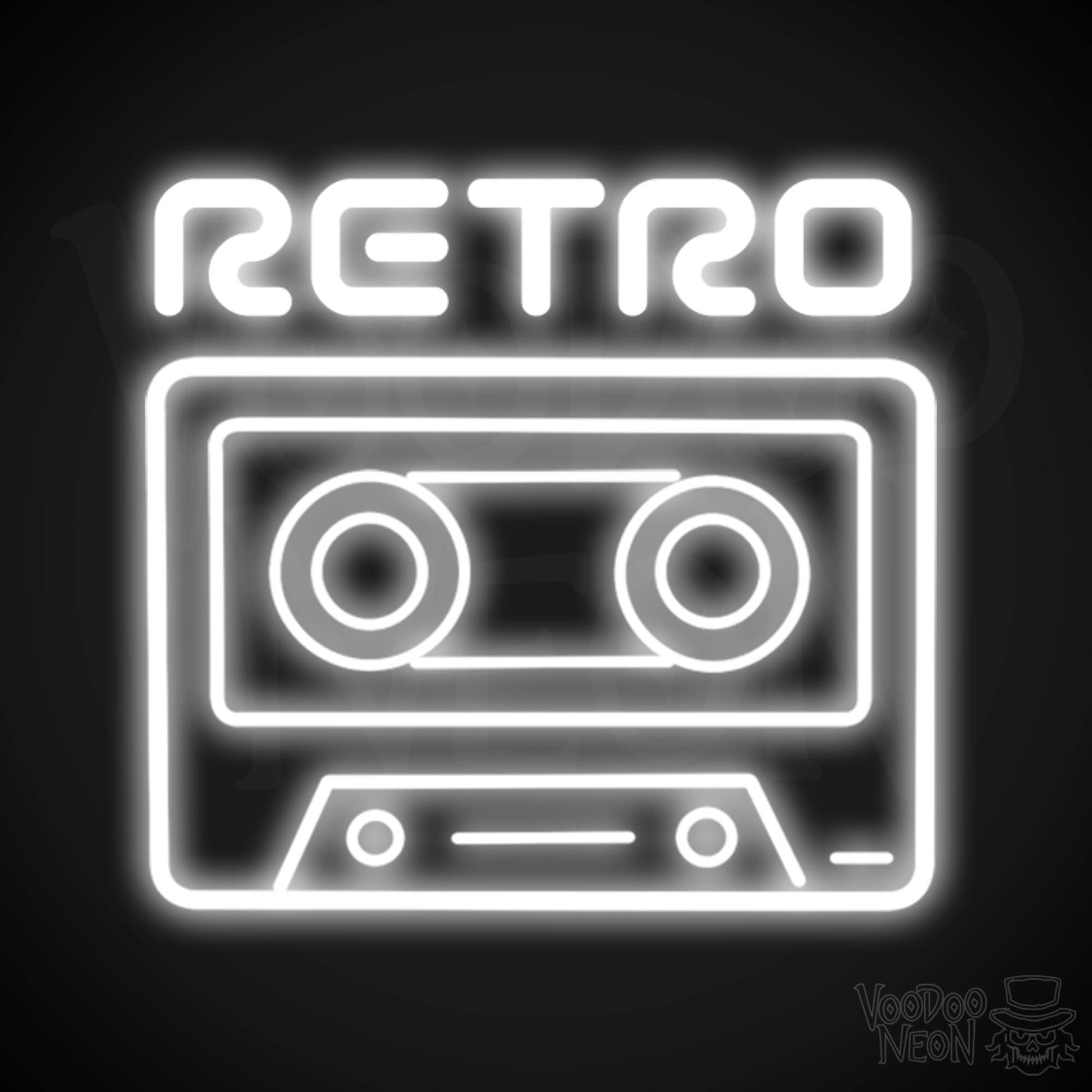 Retro Tape Deck Neon Sign - Neon Tape Deck Wall Art - LED Artwork - Color White