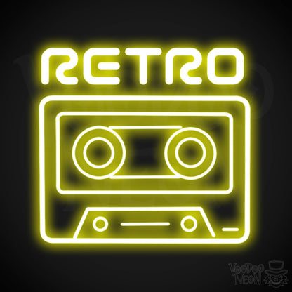 Retro Tape Deck Neon Sign - Neon Tape Deck Wall Art - LED Artwork - Color Yellow