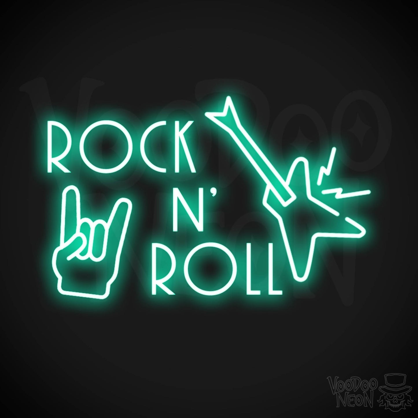 Rock N Roll Neon Sign - Rock & Roll Sign - LED Light Up Sign - Color Light Green
