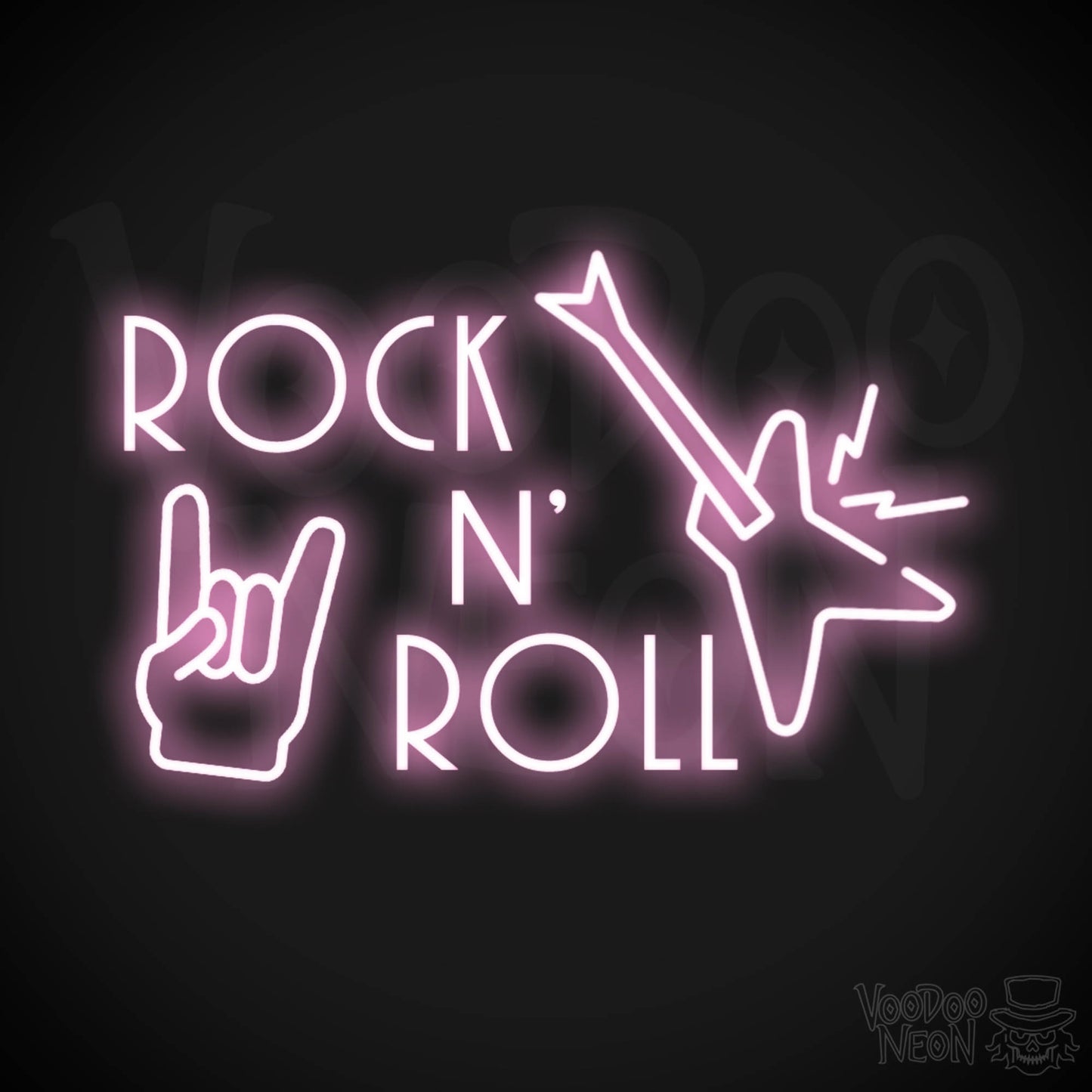 Rock N Roll Neon Sign - Rock & Roll Sign - LED Light Up Sign - Color Light Pink