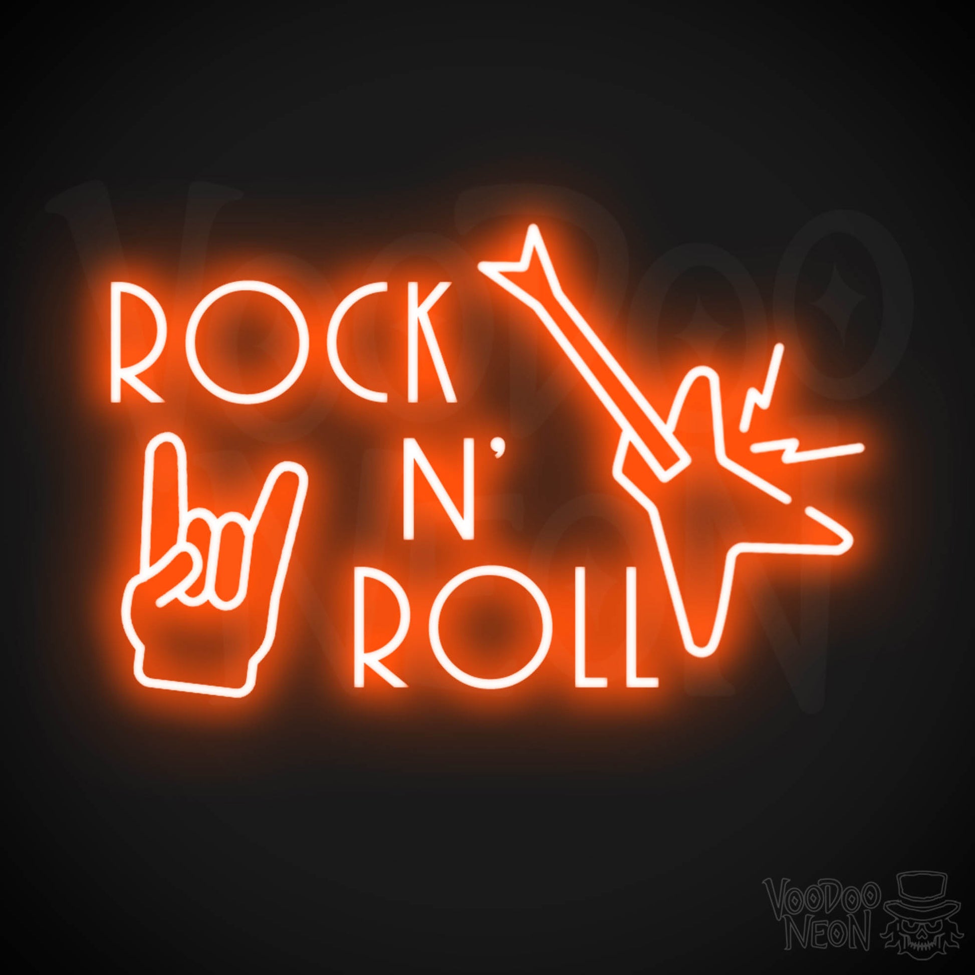 Rock N Roll Neon Sign - Rock & Roll Sign - LED Light Up Sign - Color Orange