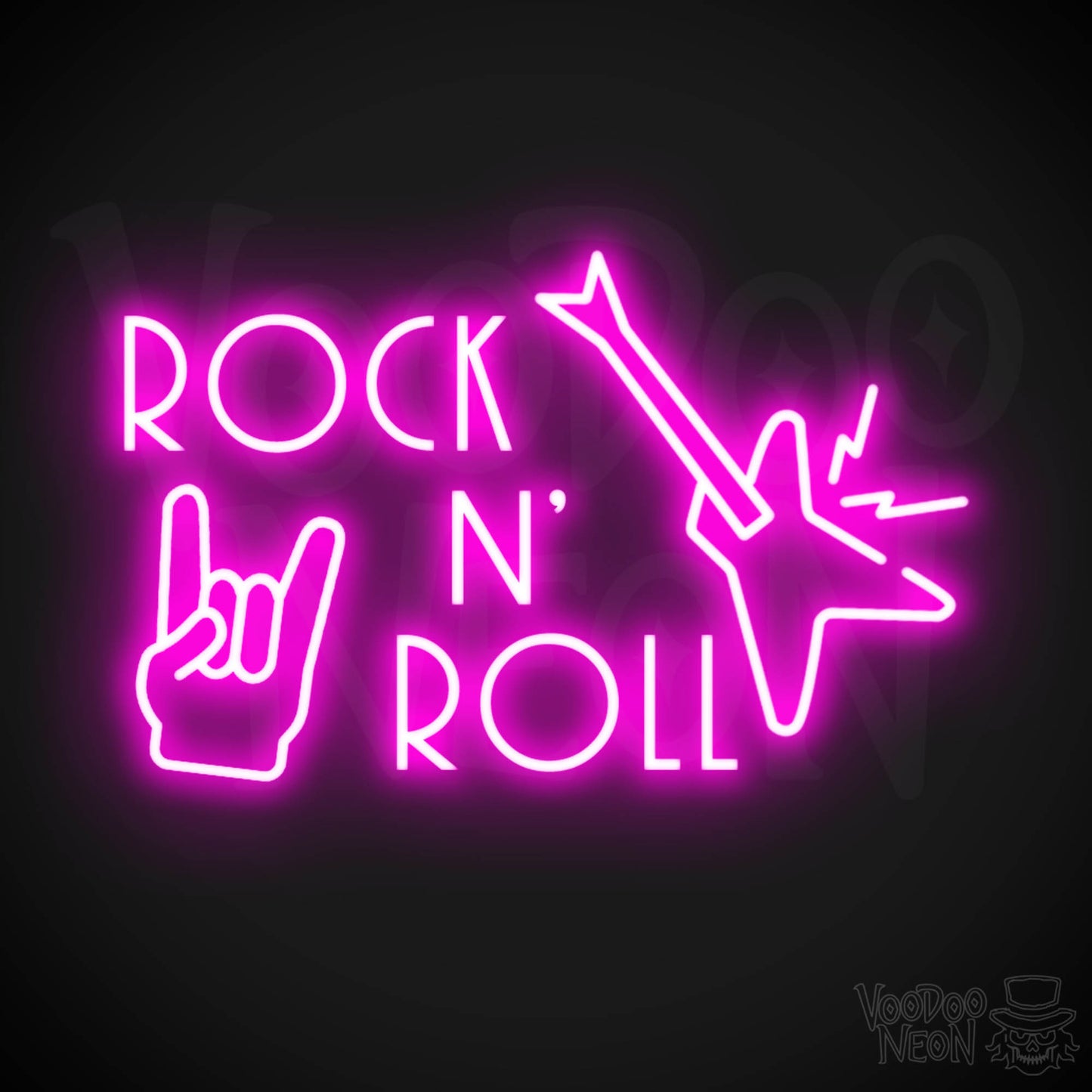 Rock N Roll Neon Sign - Rock & Roll Sign - LED Light Up Sign - Color Pink