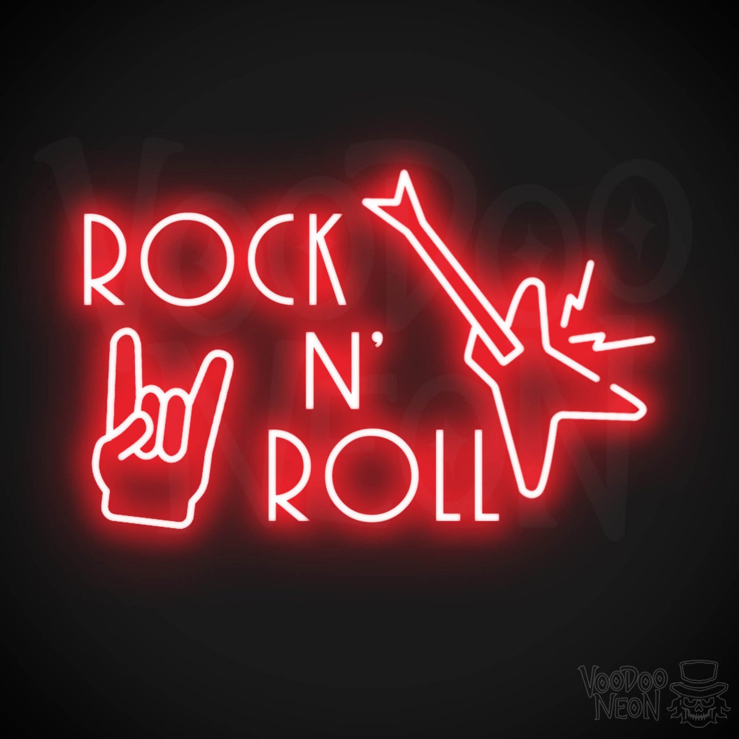 Rock N Roll Neon Sign - Rock & Roll Sign - LED Light Up Sign - Color Red