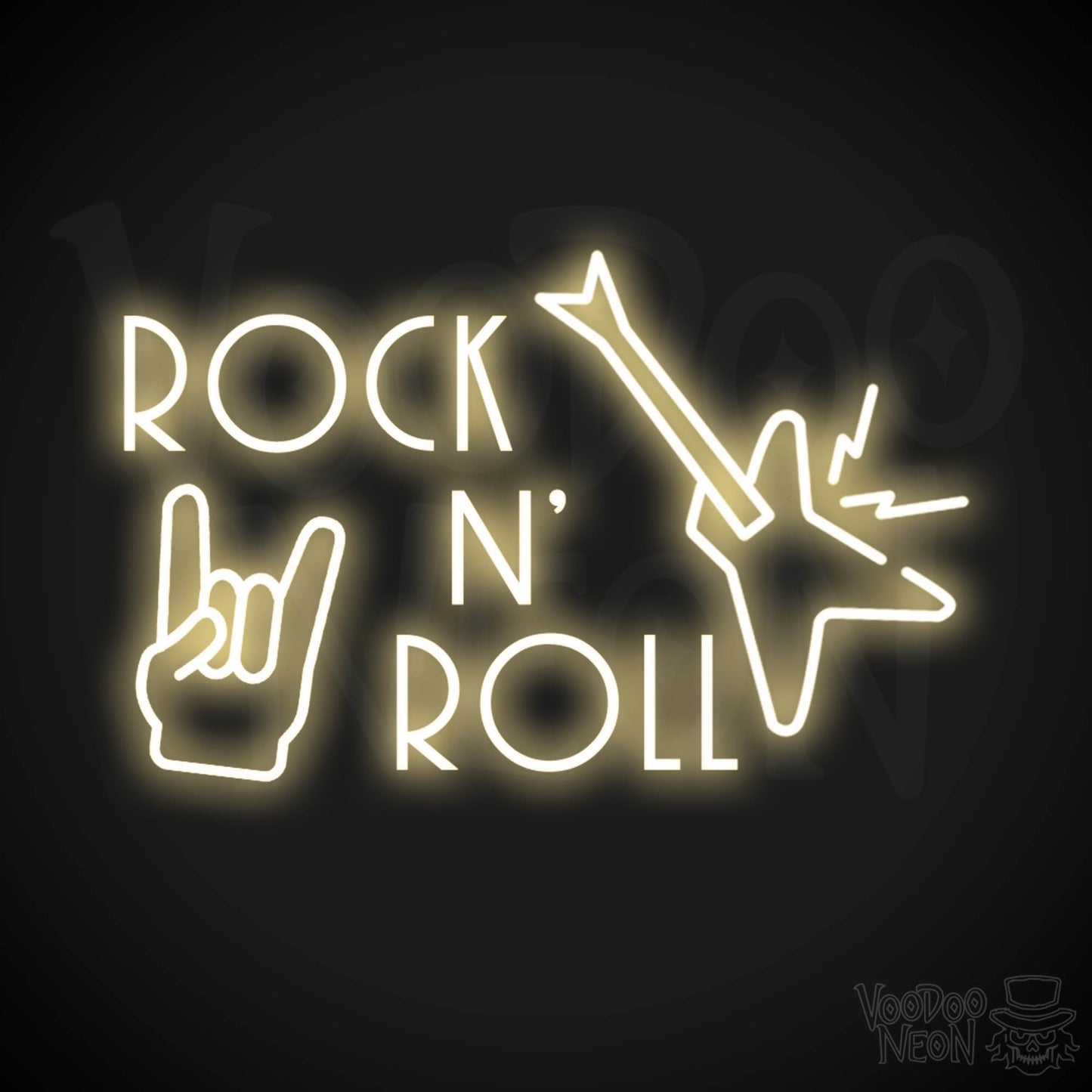 Rock N Roll Neon Sign - Rock & Roll Sign - LED Light Up Sign - Color Warm White
