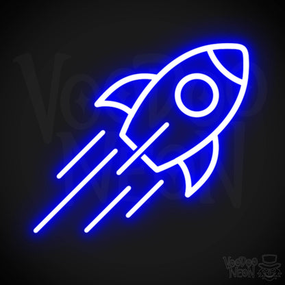 Neon Rocket - Rocket Neon Sign - Rocket Ship Neon Wall Art - Color Dark Blue