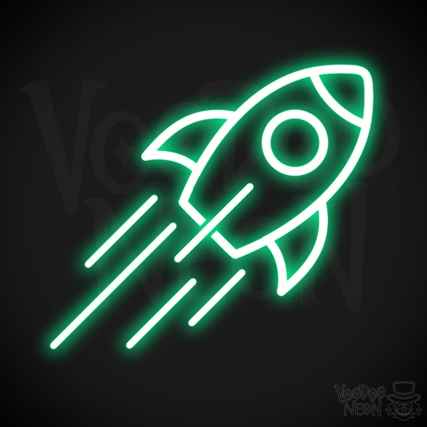 Neon Rocket - Rocket Neon Sign - Rocket Ship Neon Wall Art - Color Green