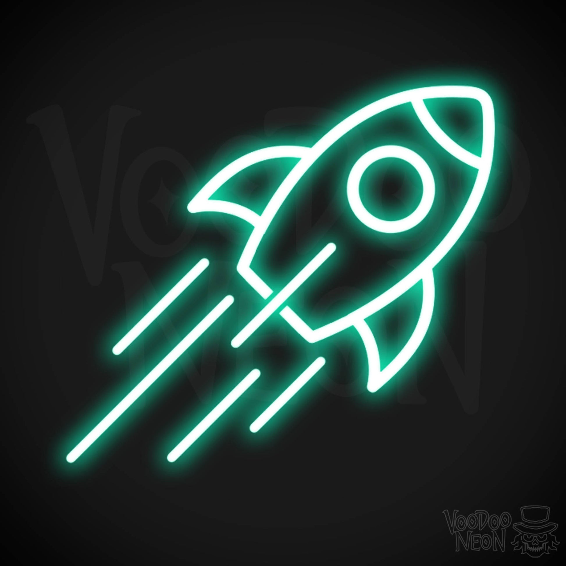 Neon Rocket - Rocket Neon Sign - Rocket Ship Neon Wall Art - Color Light Green