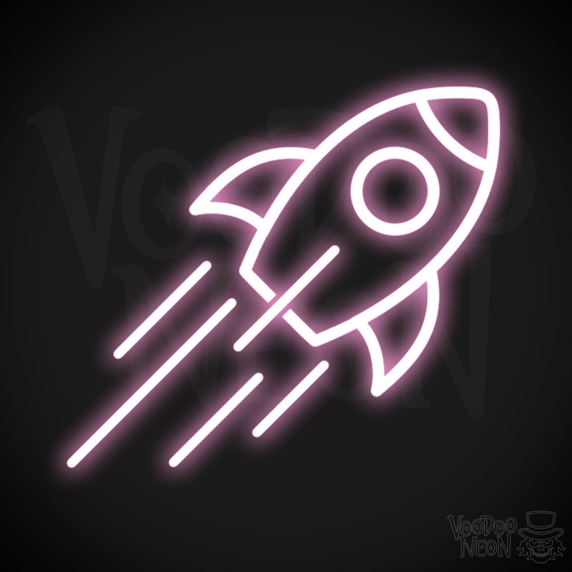 Neon Rocket - Rocket Neon Sign - Rocket Ship Neon Wall Art - Color Light Pink