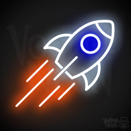 Neon Rocket - Rocket Neon Sign - Rocket Ship Neon Wall Art - Color Multi-Color