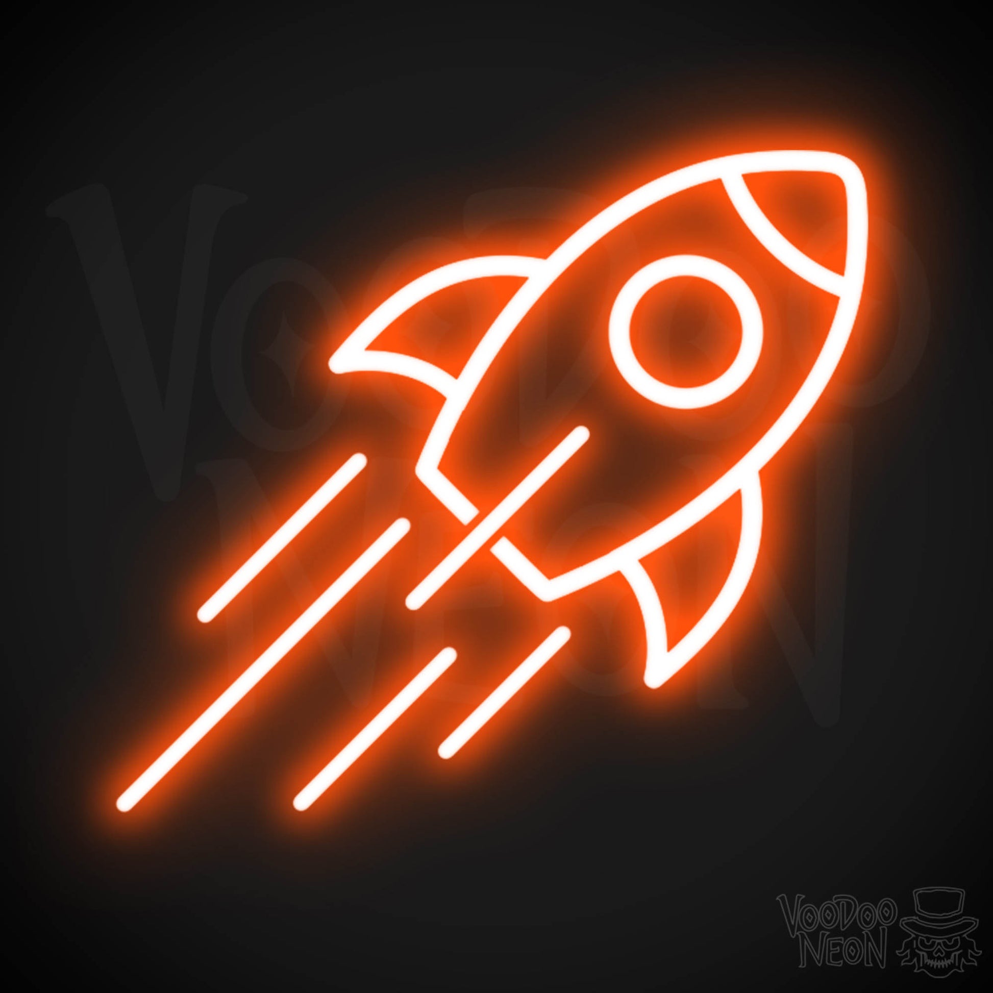 Neon Rocket - Rocket Neon Sign - Rocket Ship Neon Wall Art - Color Orange