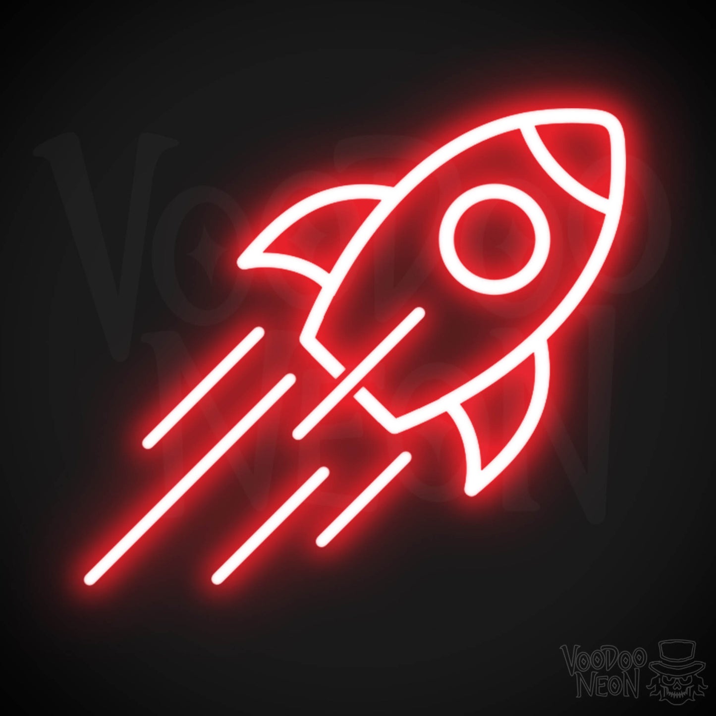 Neon Rocket - Rocket Neon Sign - Rocket Ship Neon Wall Art - Color Red