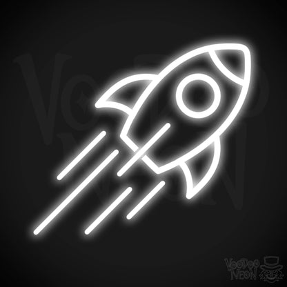 Neon Rocket - Rocket Neon Sign - Rocket Ship Neon Wall Art - Color White