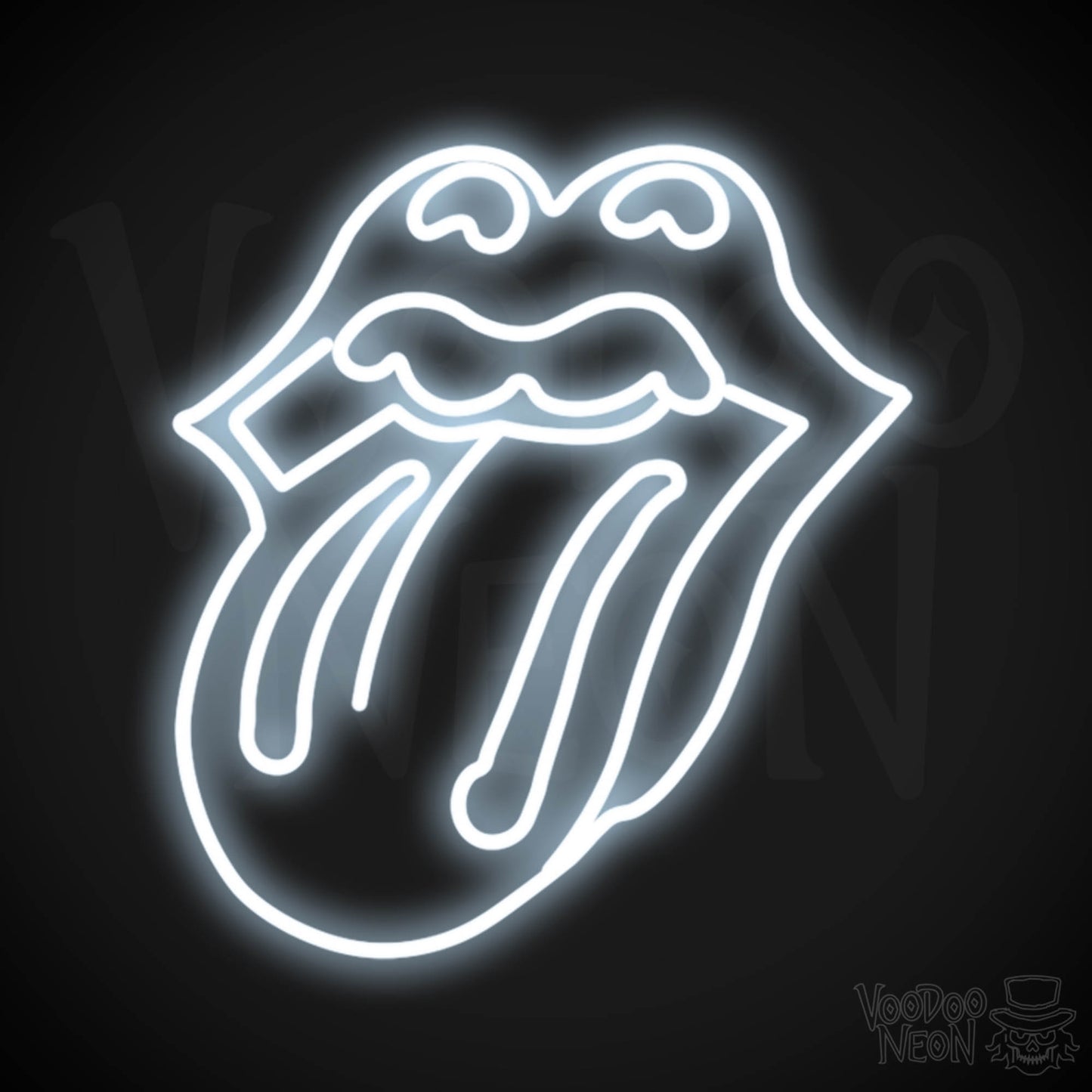 Rolling Stones Neon Sign - Rolling Stones Sign - Neon Rolling Stones Logo Wall Art - Color Cool White
