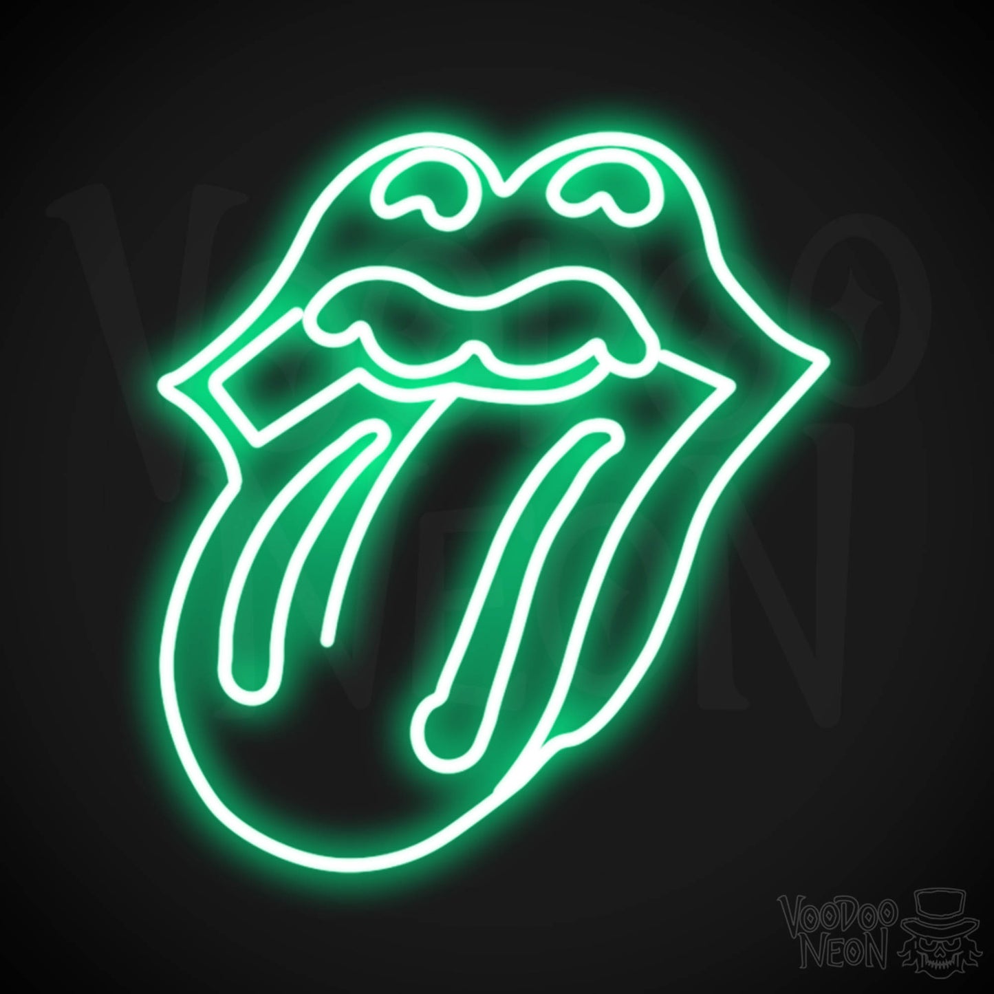 Rolling Stones Neon Sign - Rolling Stones Sign - Neon Rolling Stones Logo Wall Art - Color Green