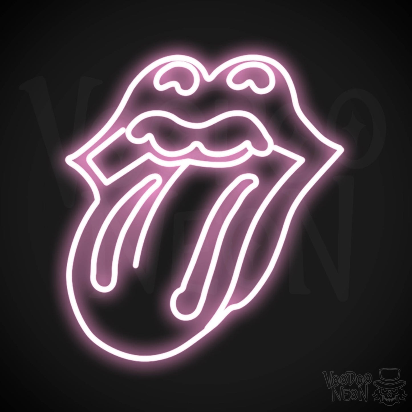 Rolling Stones Neon Sign - Rolling Stones Sign - Neon Rolling Stones Logo Wall Art - Color Light Pink