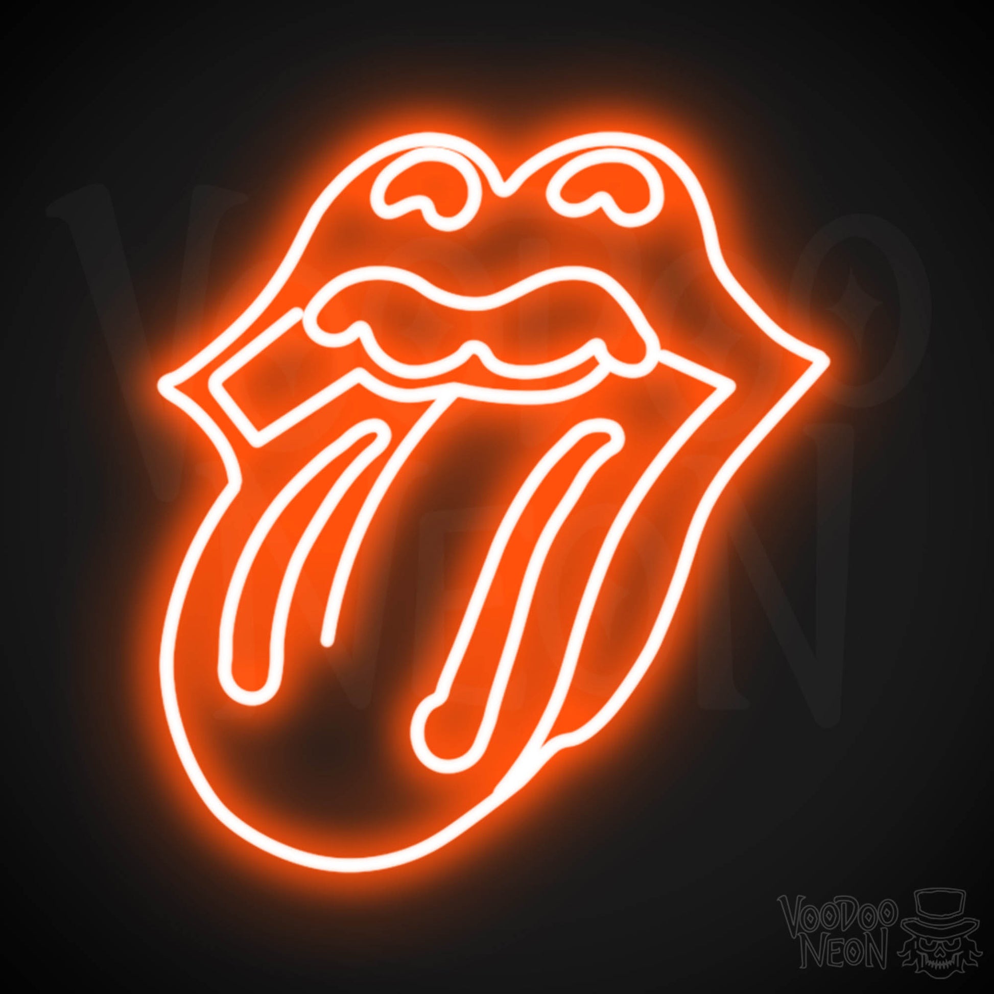 Rolling Stones Neon Sign - Rolling Stones Sign - Neon Rolling Stones Logo Wall Art - Color Orange